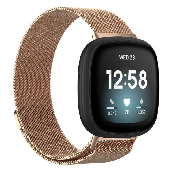 Fitbit Sense 2   Versa 4 milanese stainless steel watch strap - Rose Gold Size: L Discount