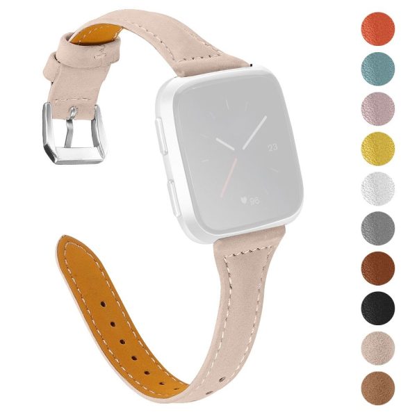 Fitbit Versa 2   Versa Lite   Versa simple genuine leather watch strap - Pink on Sale