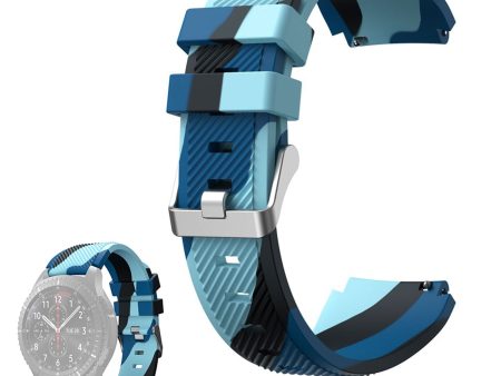 22mm Universal twill wave camouflage silicone watch strap - Blue For Sale