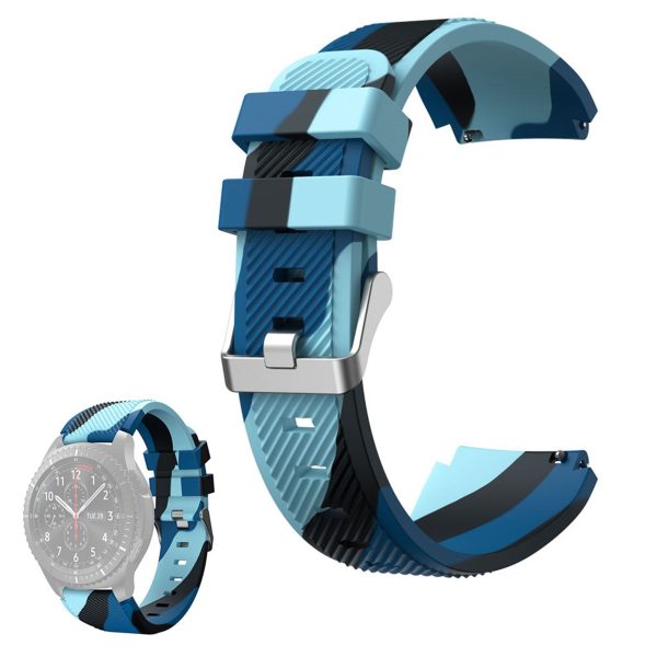 22mm Universal twill wave camouflage silicone watch strap - Blue For Sale