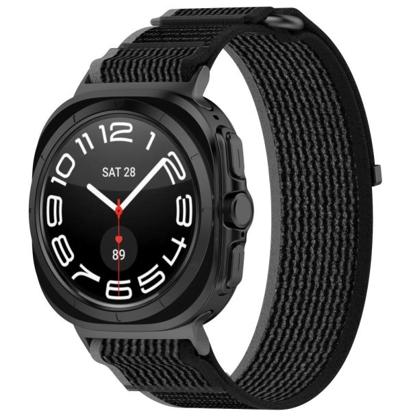 KALEBOL Samsung Galaxy Watch Ultra 47mm Watch Strap Breathable Nylon Sport Strap - Black+Grey Online now