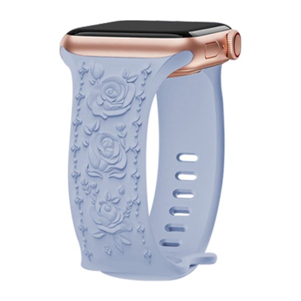 Rose Embossment Strap Apple Watch Series 41mm - 40mm - 38mm Silicone Band - Baby Blue Fashion