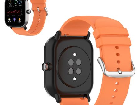 20mm simple silicone watch strap  for Amazfit watch - Orange   Silver Buckle Fashion