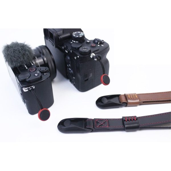 Leather camera strap for Sony and Fujifilm cameras - Brown For Sale