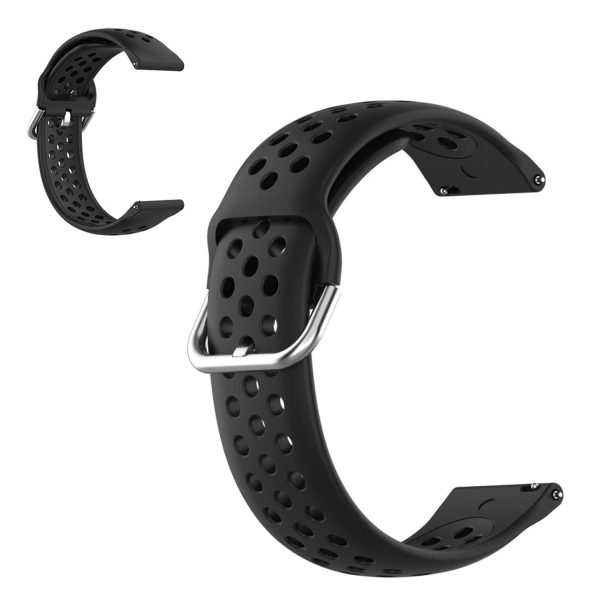 22mm Universal air hole style silicone watch strap - Black Online Sale