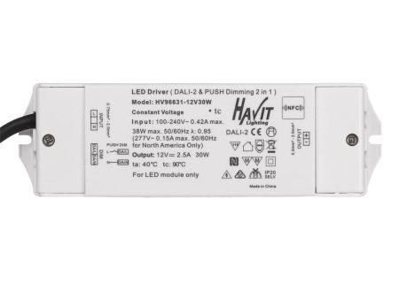 30w Dali + Push Dim LED Driver 12v or 24v DC in White Havit Lighting - HV96631-12V30W, HV96631-24V30W Online Hot Sale