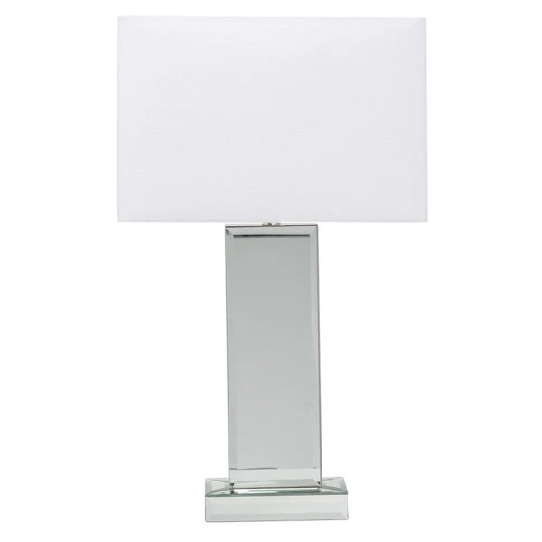 Block Table Lamp Glass and White Shade 12382 Hot on Sale