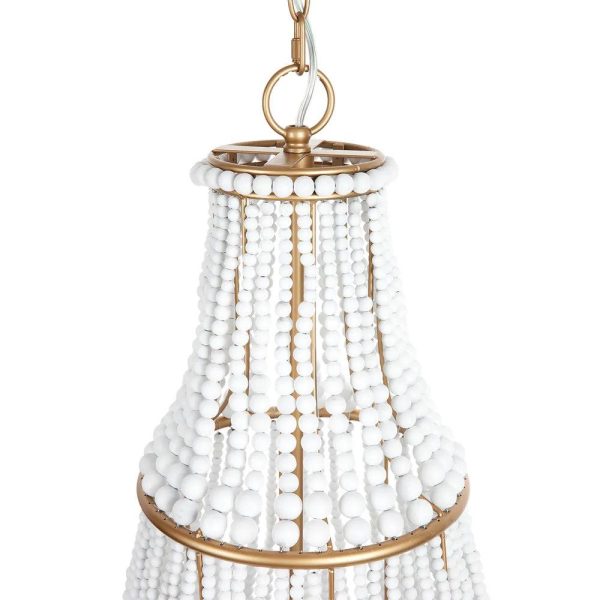 Sierra Beaded Chandelier 6Lt in Gold and White For Sale