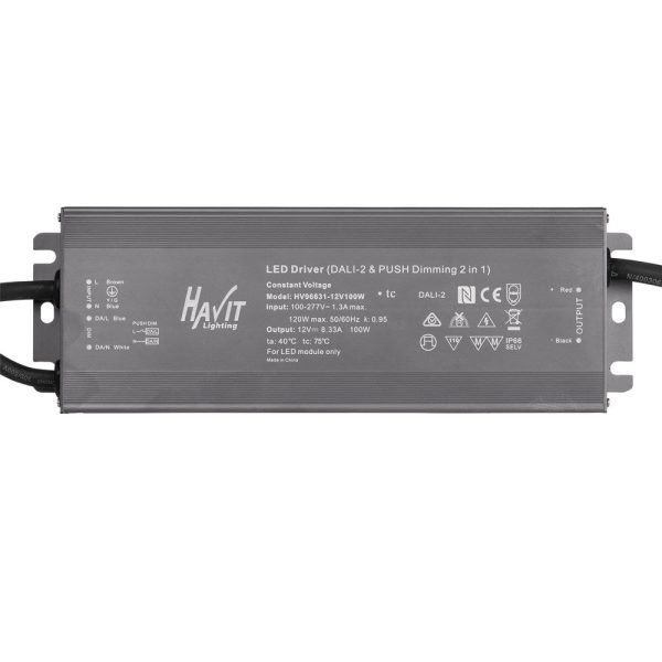 100w Dali + Push Dim LED Driver 12v or 24v DC in Anodised Grey Havit Lighting - HV96631-12V100W, HV96631-24V100W Hot on Sale