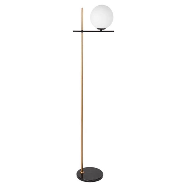 Ariz Marble Floor Lamp in Black and Brass with White Shade Sale