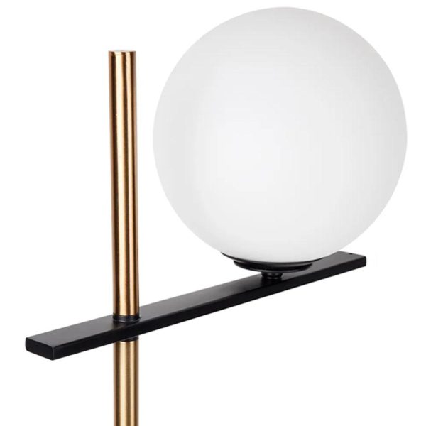 Ariz Marble Floor Lamp in Black and Brass with White Shade Sale