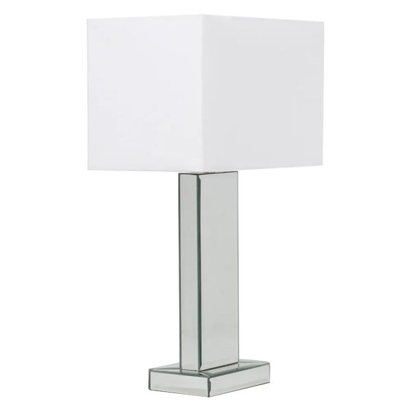 Block Table Lamp Glass and White Shade 12382 Hot on Sale