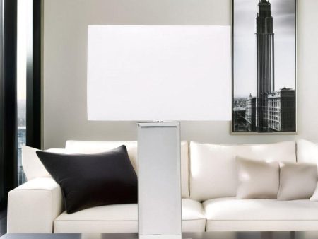 Block Table Lamp Glass and White Shade 12382 Hot on Sale