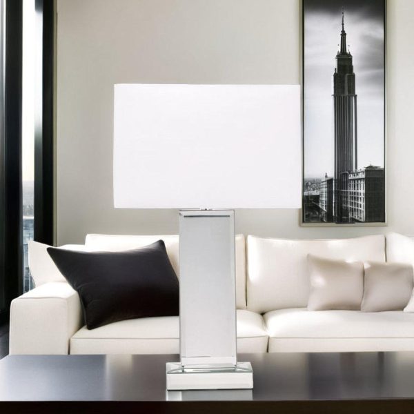 Block Table Lamp Glass and White Shade 12382 Hot on Sale