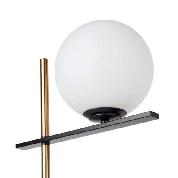 Ariz Marble Table Lamp Black and Brass with White Shade 12359 For Sale