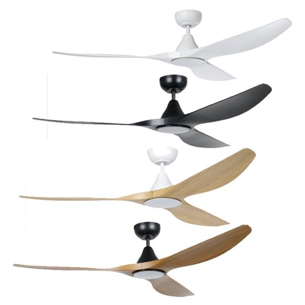 60  Surf DC Ceiling Fan and CCT Light 20w in White, Black, Oak White or Teak Black Online