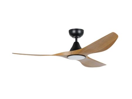 52  Surf DC Ceiling Fan and CCT Light 20w in White, Black, Oak White or Teak Black Sale