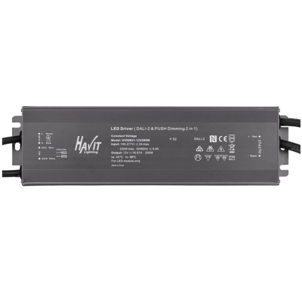 200w Dali + Push Dim LED Driver 12v or 24v DC in Anodised Grey Havit Lighting - HV96631-12V200W, HV96631-24V200W For Sale