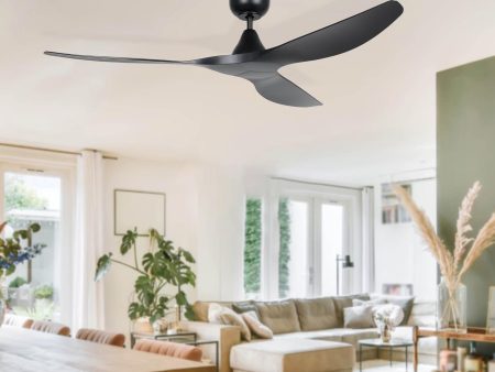 52  Surf DC Ceiling Fan in White, Black, Oak White or Teak Black For Discount