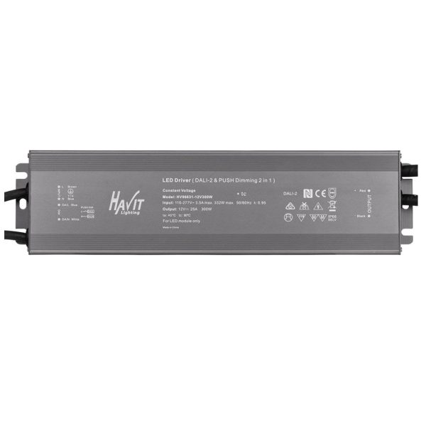 300w Dali + Push Dim LED Driver 12v or 24v DC in Anodised Grey Havit Lighting - HV96631-12V300W, HV96631-24V300W Discount