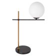 Ariz Marble Table Lamp Black and Brass with White Shade 12359 For Sale